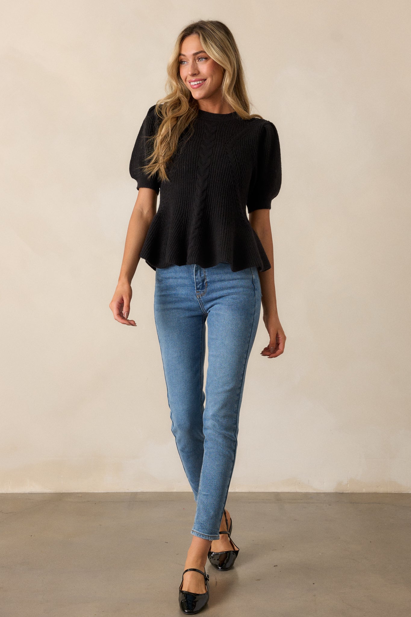 Beneath The Canopy Black Puff Sleeve Sweater