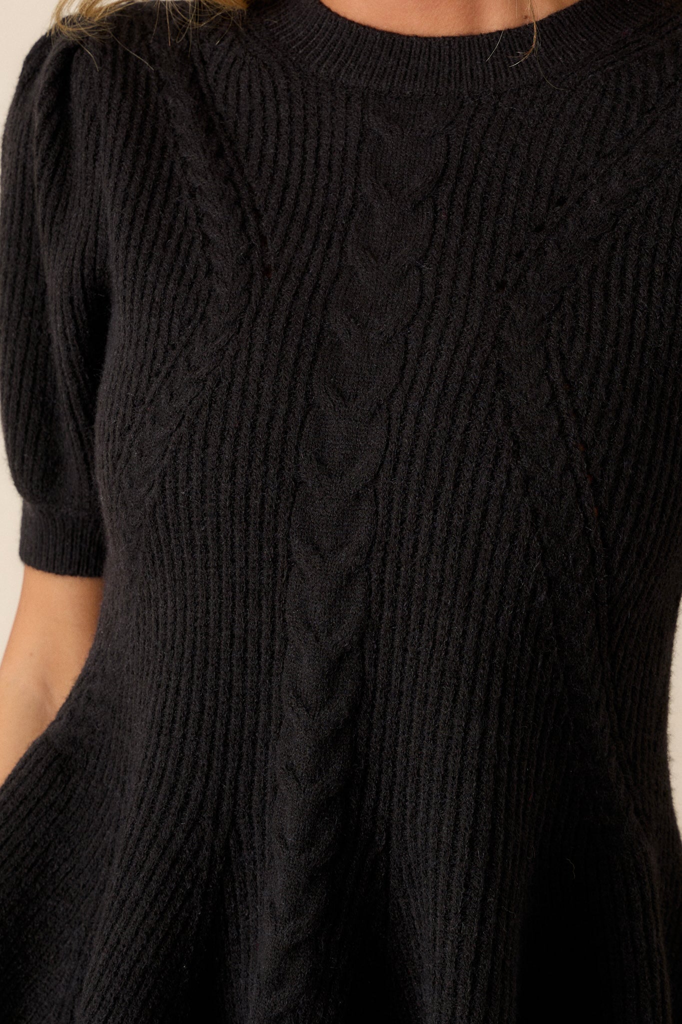 Beneath The Canopy Black Puff Sleeve Sweater