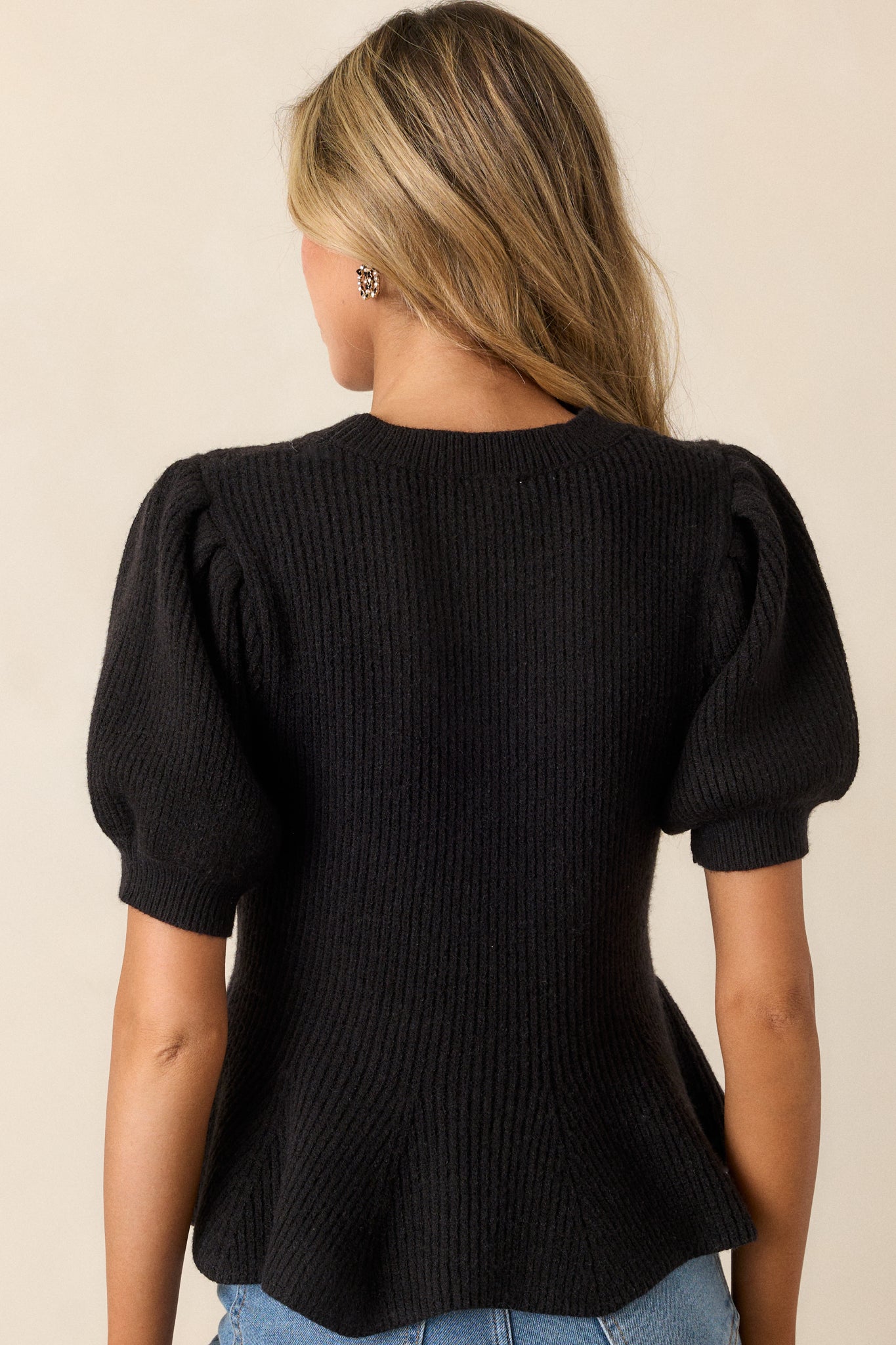 Beneath The Canopy Black Puff Sleeve Sweater