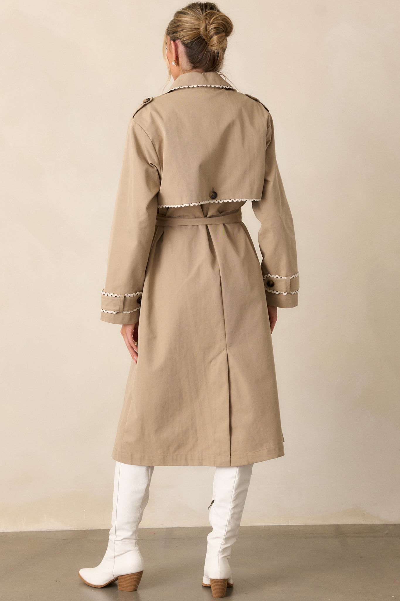 A Crazy Idea Taupe RicRac Trench Coat