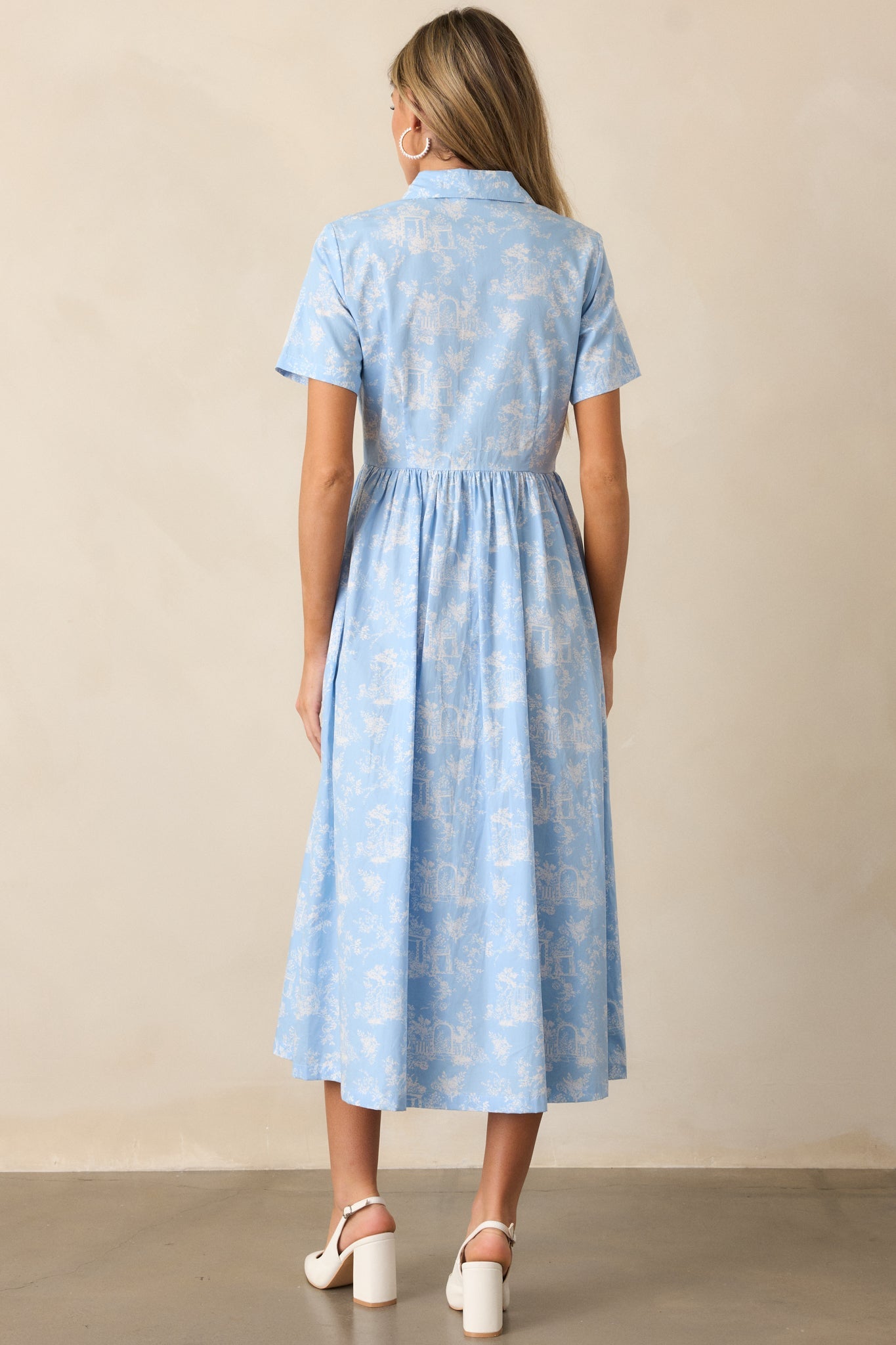 Believe It Cotton Light Blue Toile Maxi Dress