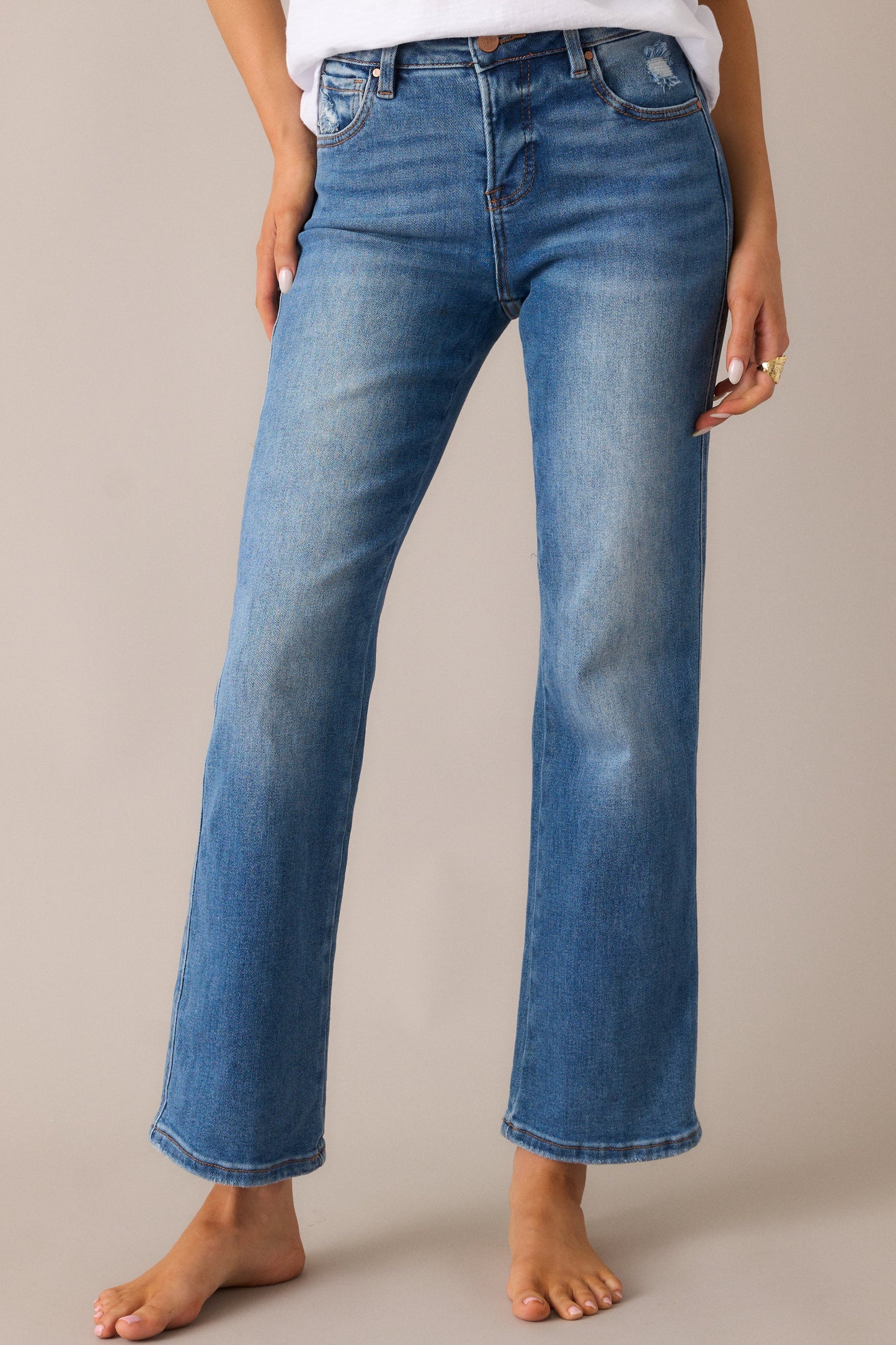 A Little Extra Medium Wash Straight Leg Jeans