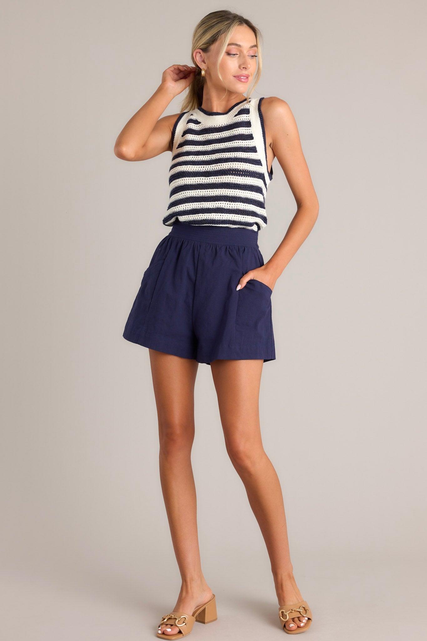 Anchors Away Navy Stripe Knit Tank