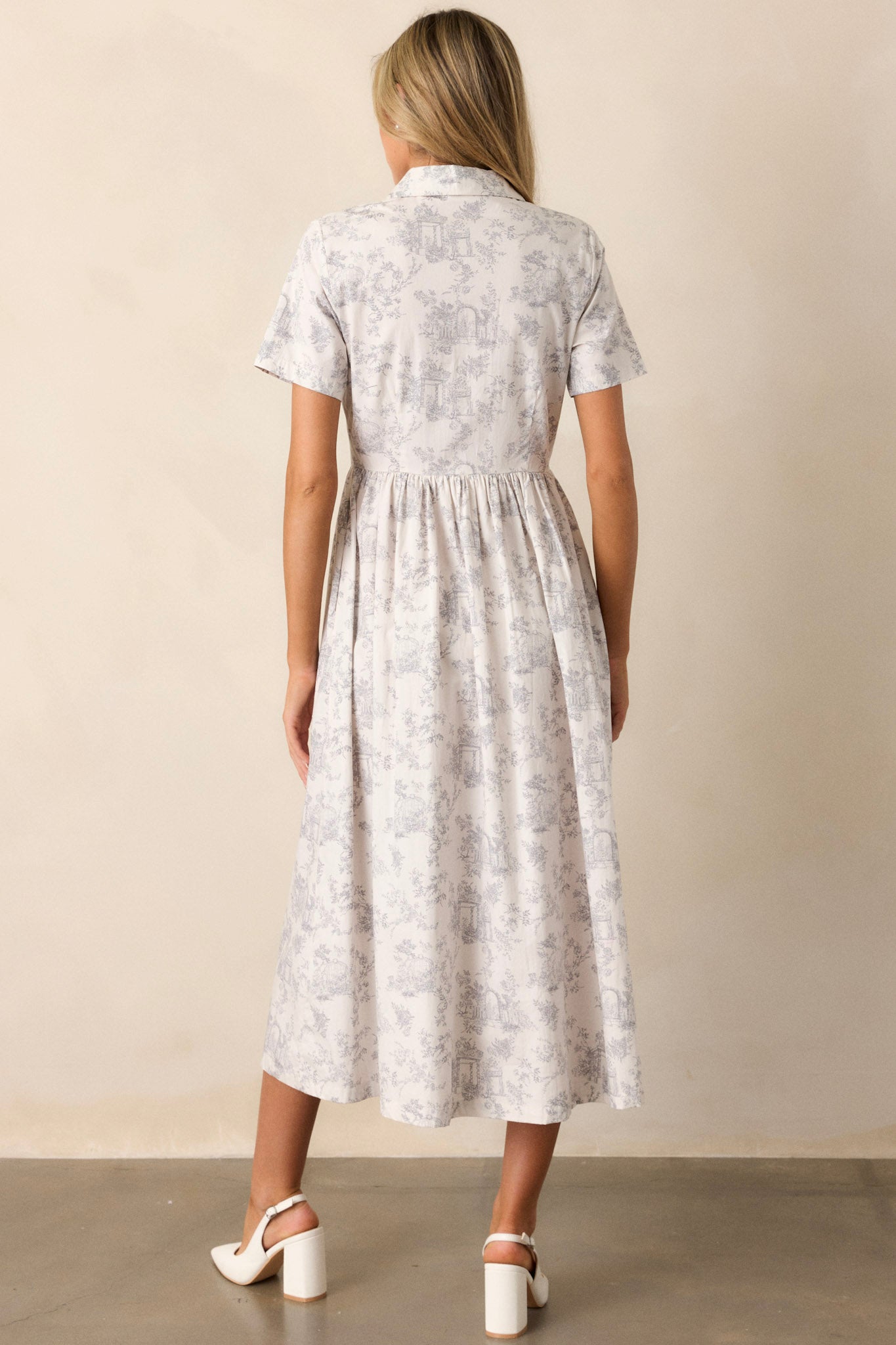 Believe It Cotton Light Grey Toile Maxi Dress