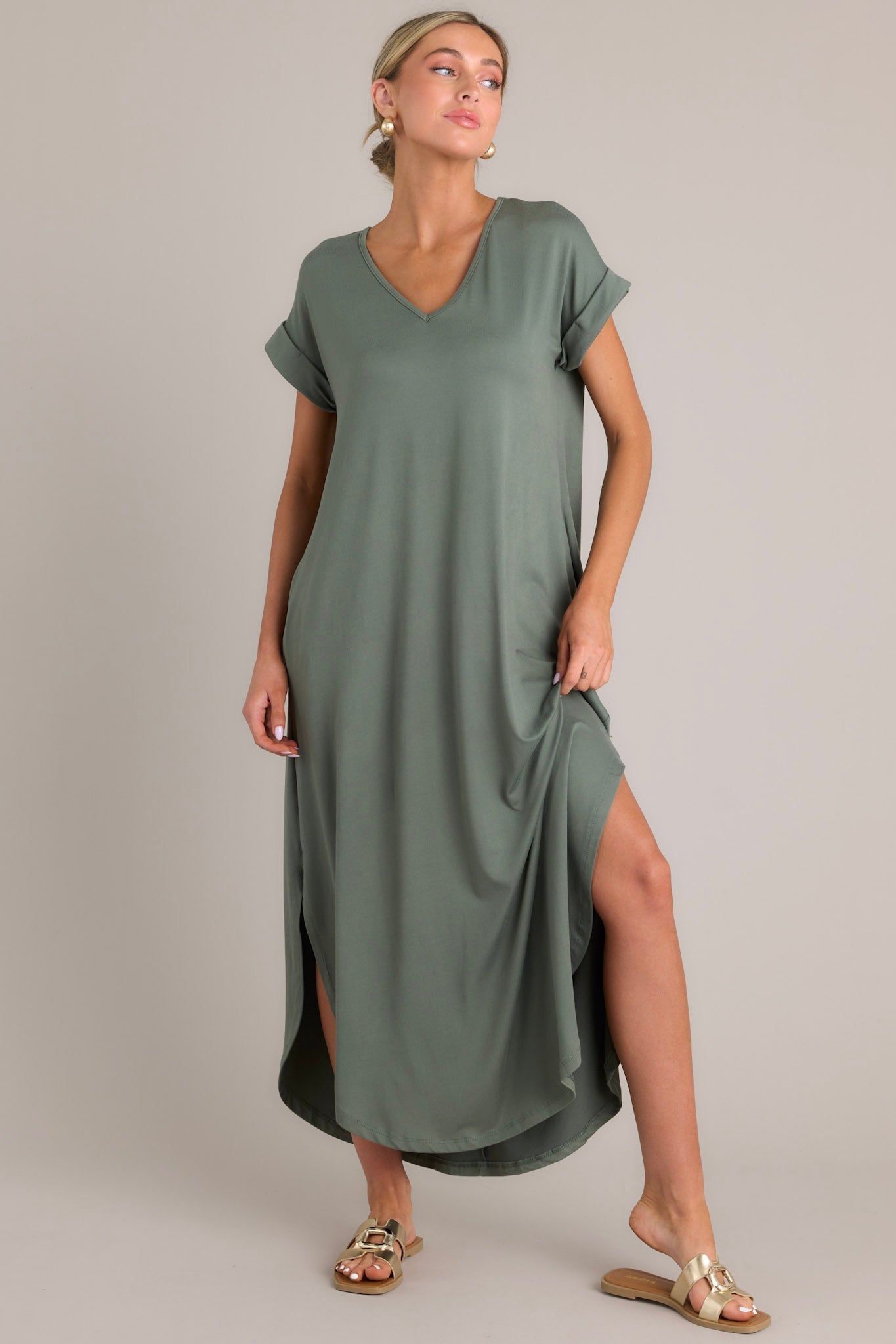 Always The Same Thing Olive Green Maxi Dress
