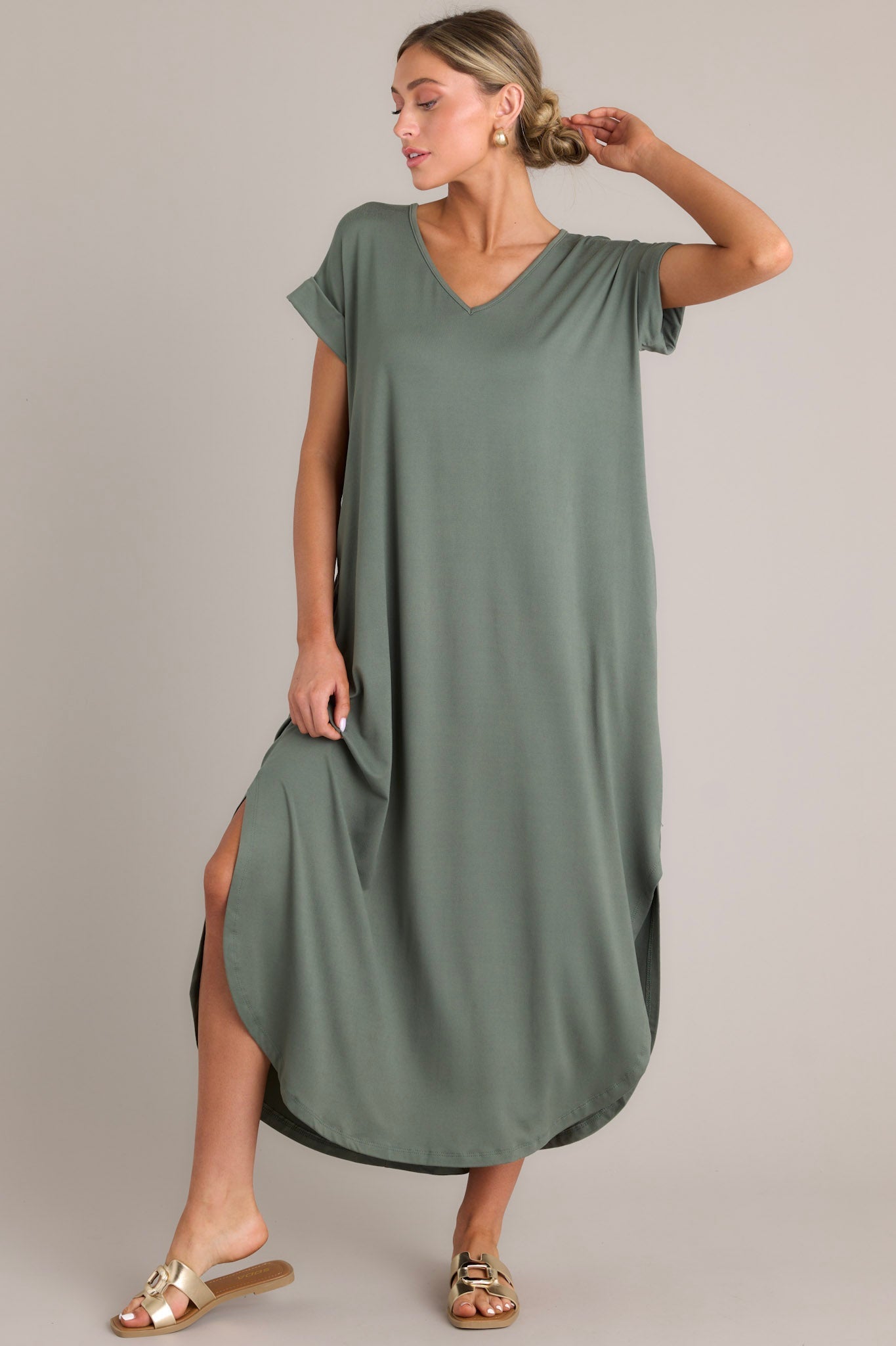 Always The Same Thing Olive Green Maxi Dress