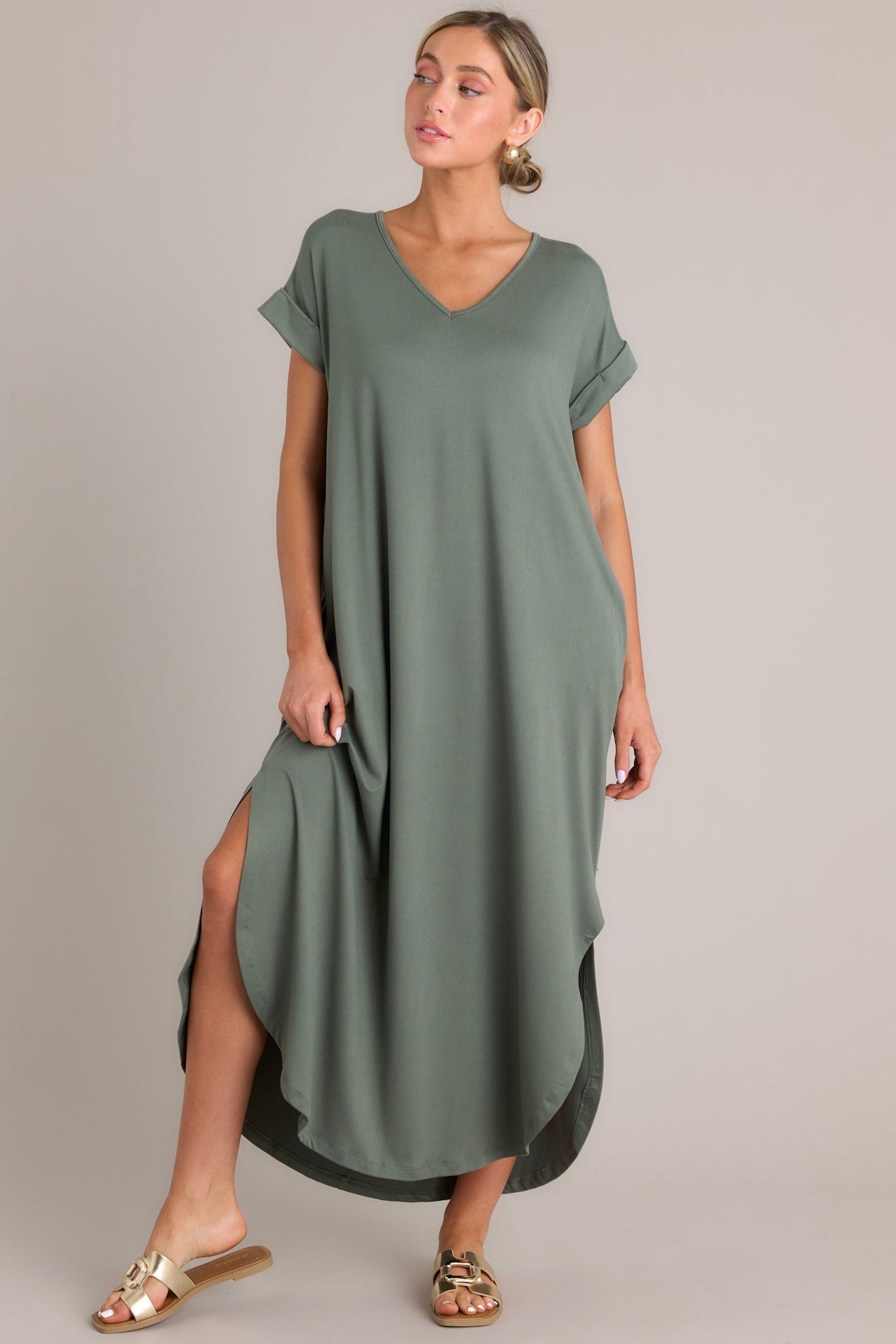 Always The Same Thing Olive Green Maxi Dress