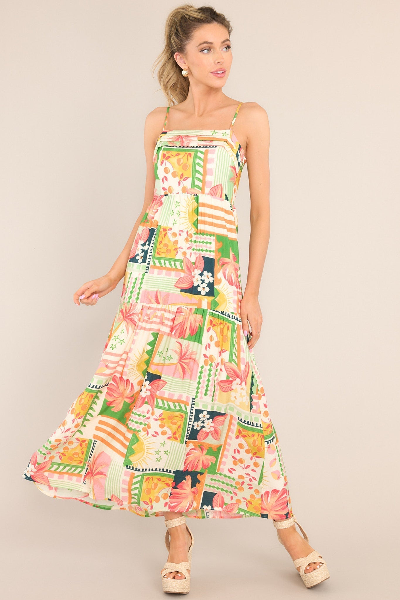 Beach Bonanza Tropical Multi Print Maxi Dress