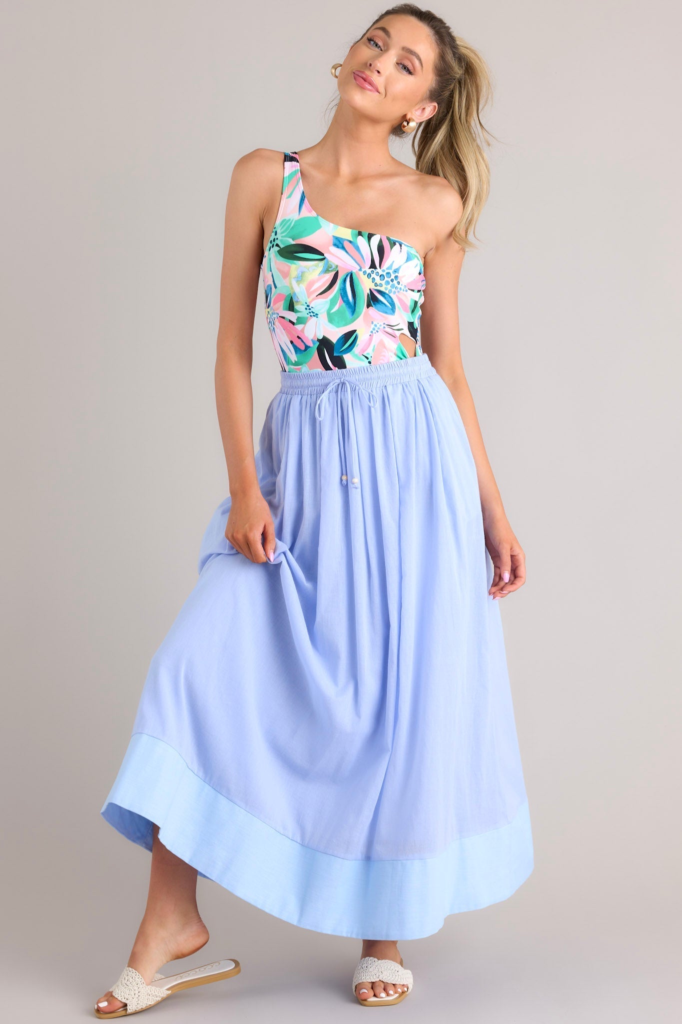 Beach Breeze Teal Multi Print One Piece Swimsuit