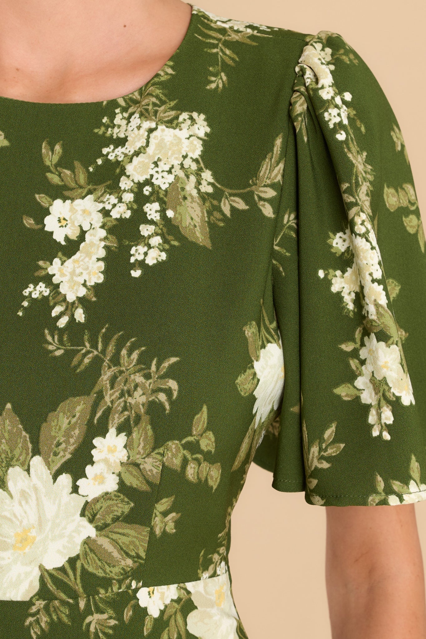 Beautiful Botanicals Green Floral Print Midi Dress
