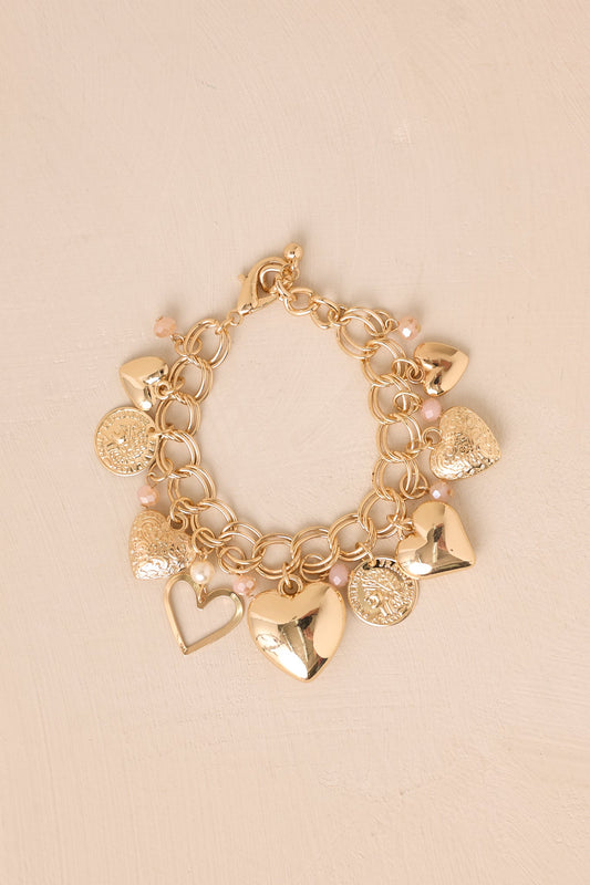 Be Mine Gold Heart Charm Bracelet