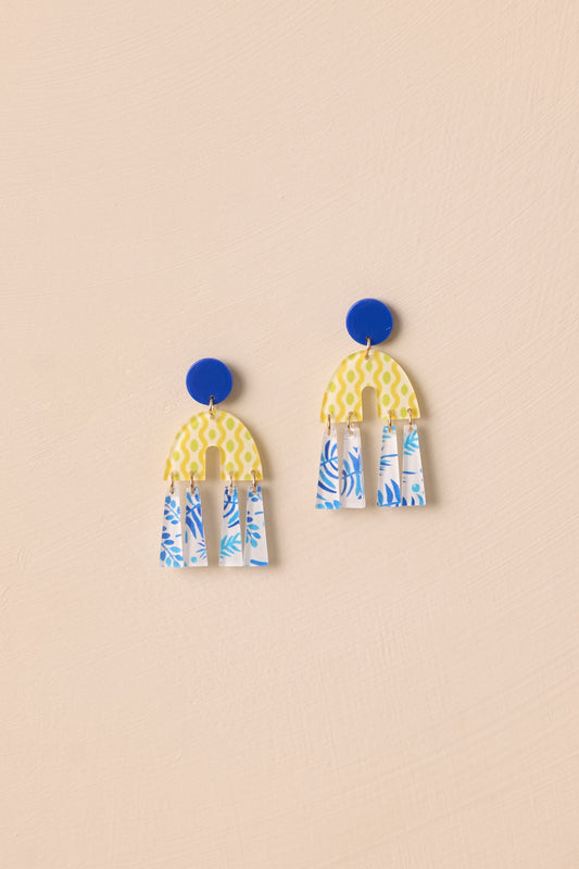 A World Of Wonder Blue Geometric Drop Earrings