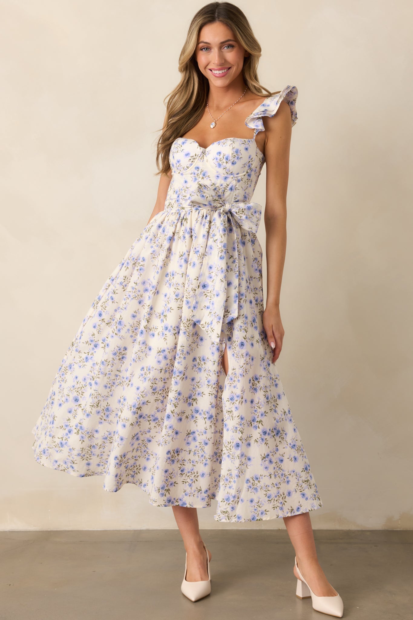 Aimee Lilac Floral Bustier Maxi Dress
