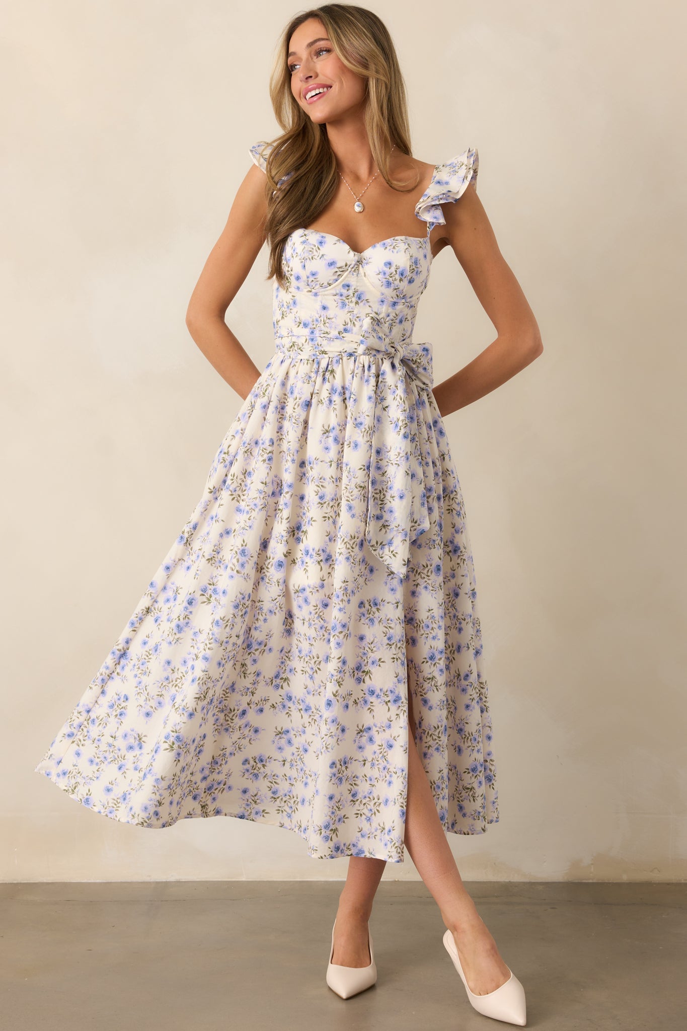 Aimee Lilac Floral Bustier Maxi Dress