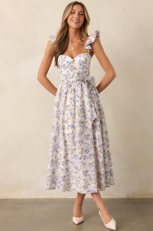 Aimee Lilac Floral Bustier Maxi Dress