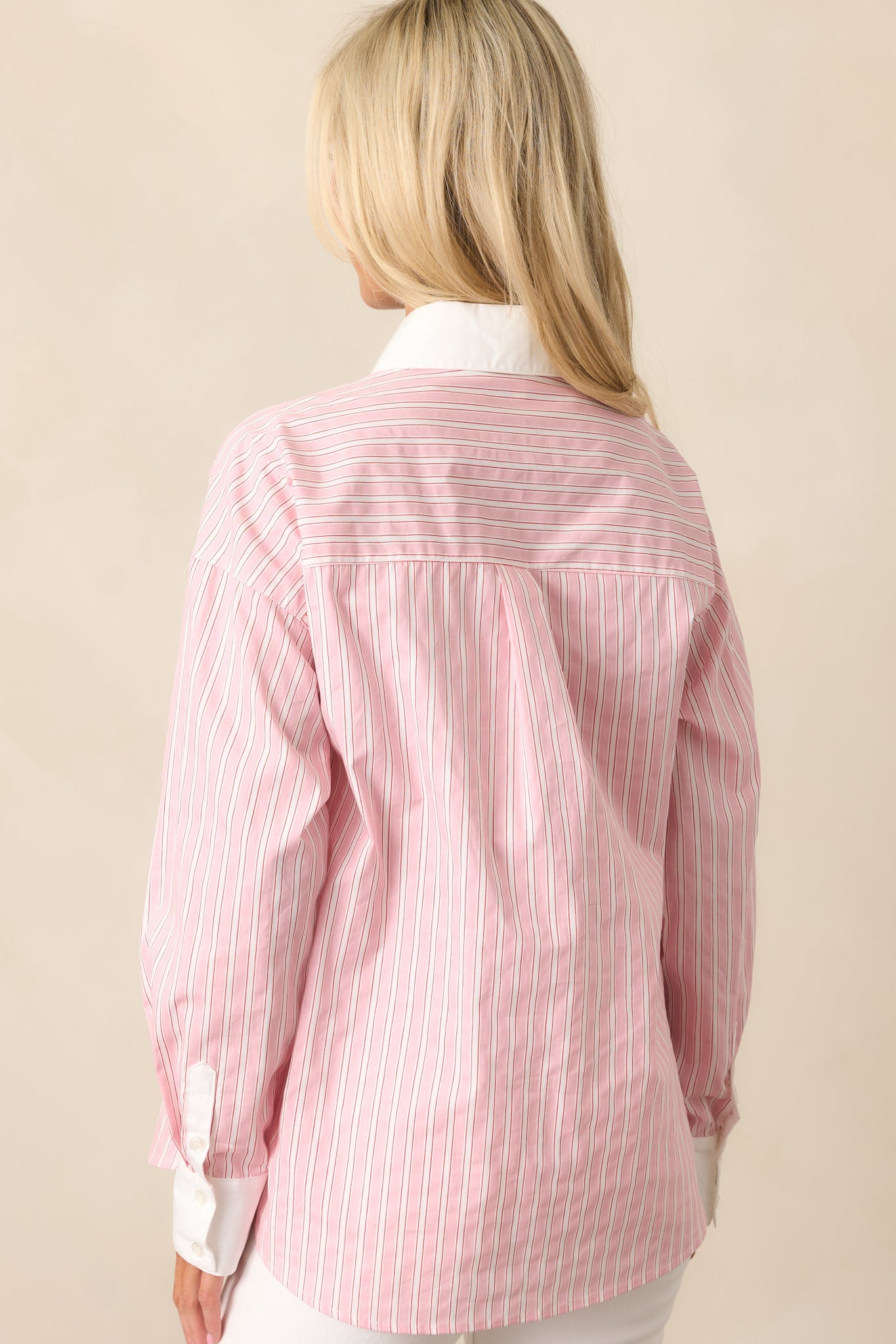 A Walk To The Bakery Pink Cotton Button Front Blouse