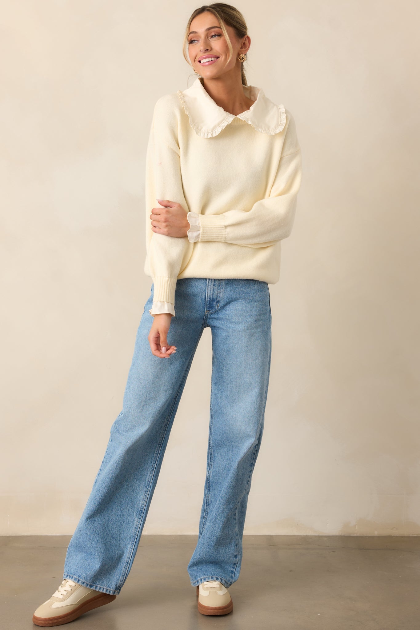 Always Meant To Be Ivory Collared Sweater