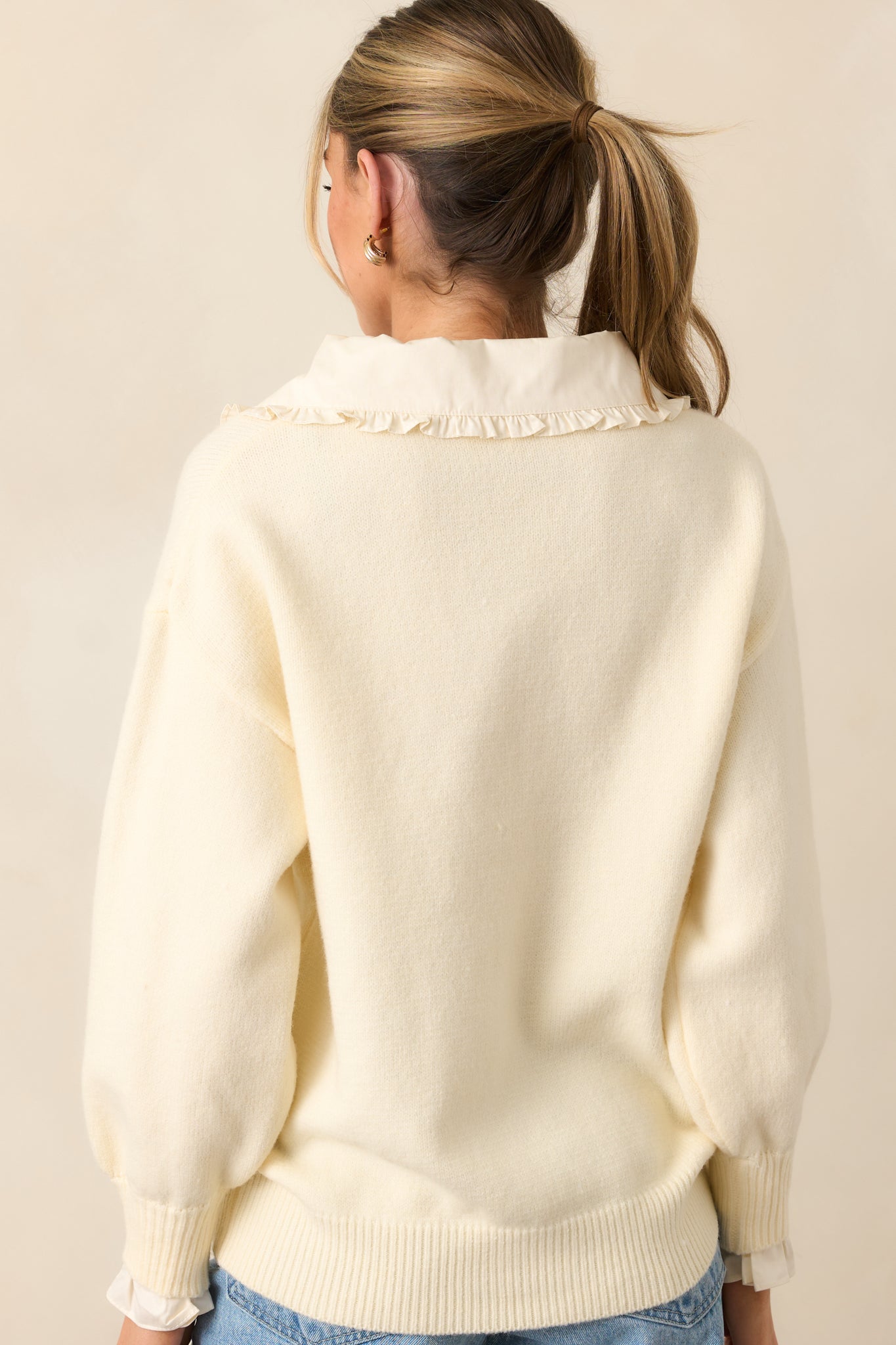 Always Meant To Be Ivory Collared Sweater