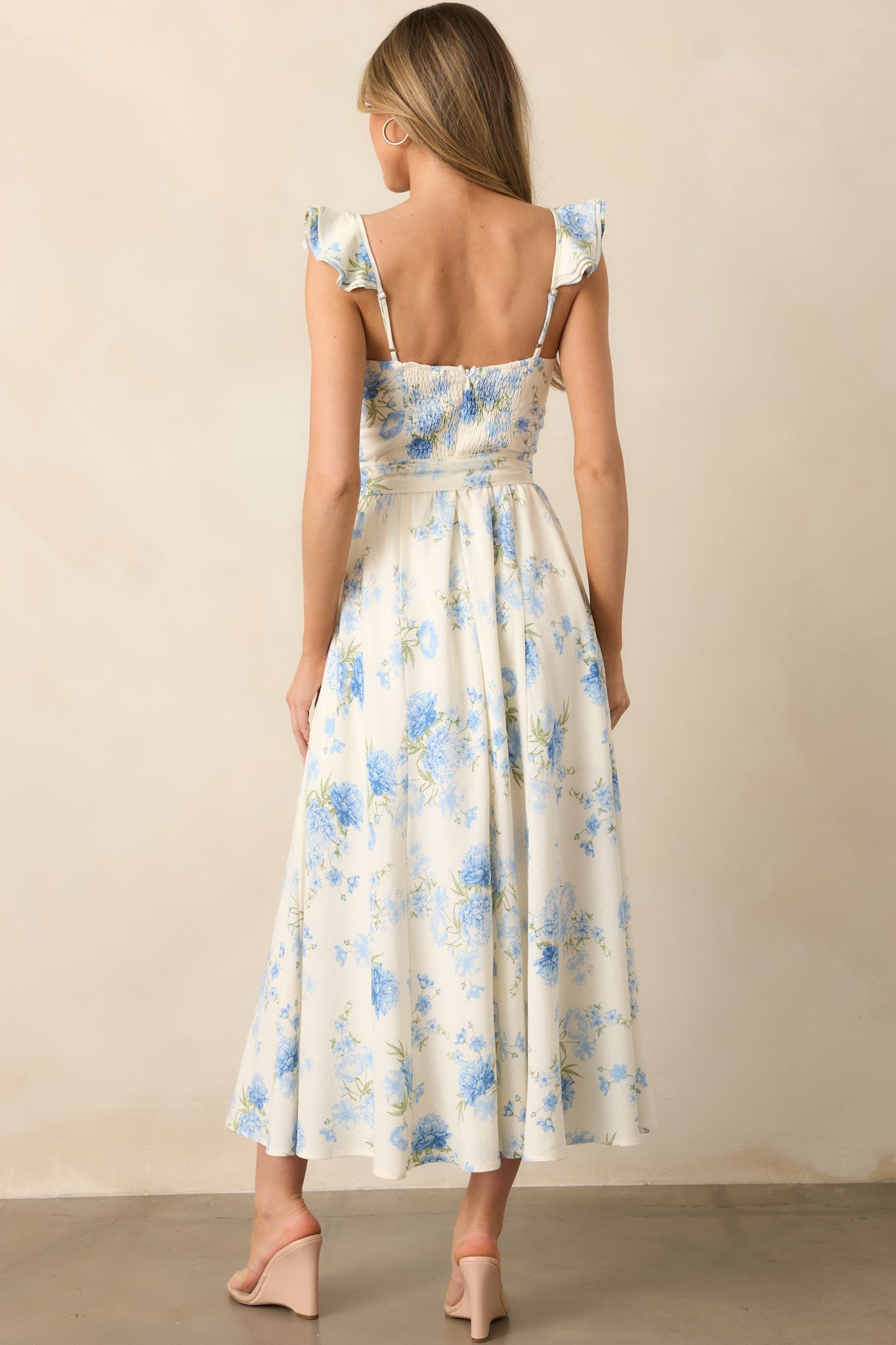 Aimee Light Blue Floral Bustier Maxi Dress