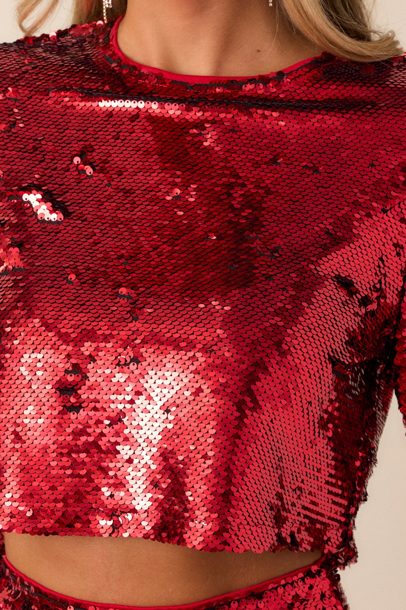All I Do Red Sequin Crop Top