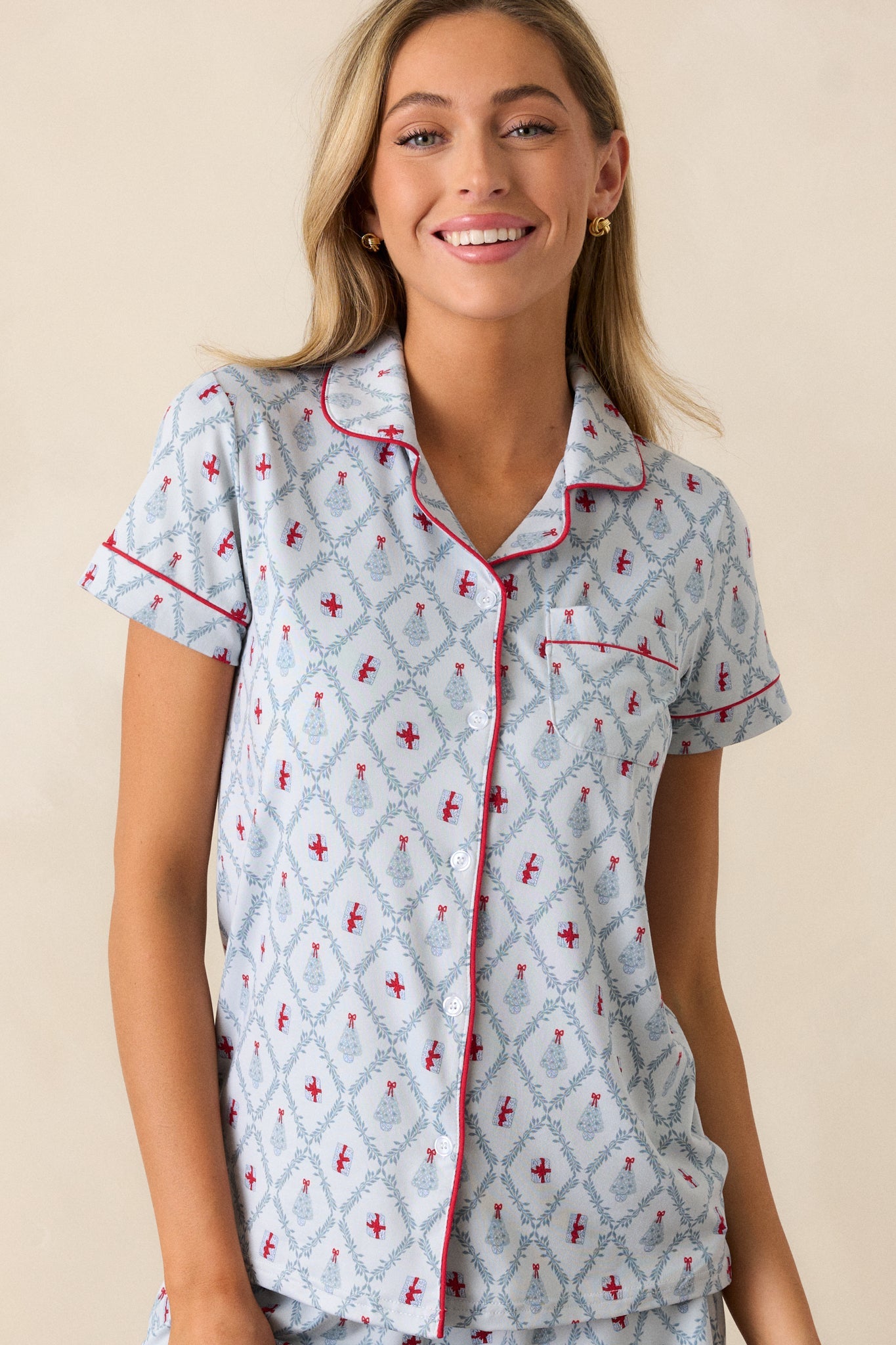 A Season to Celebrate Light Blue Pajama Shirt