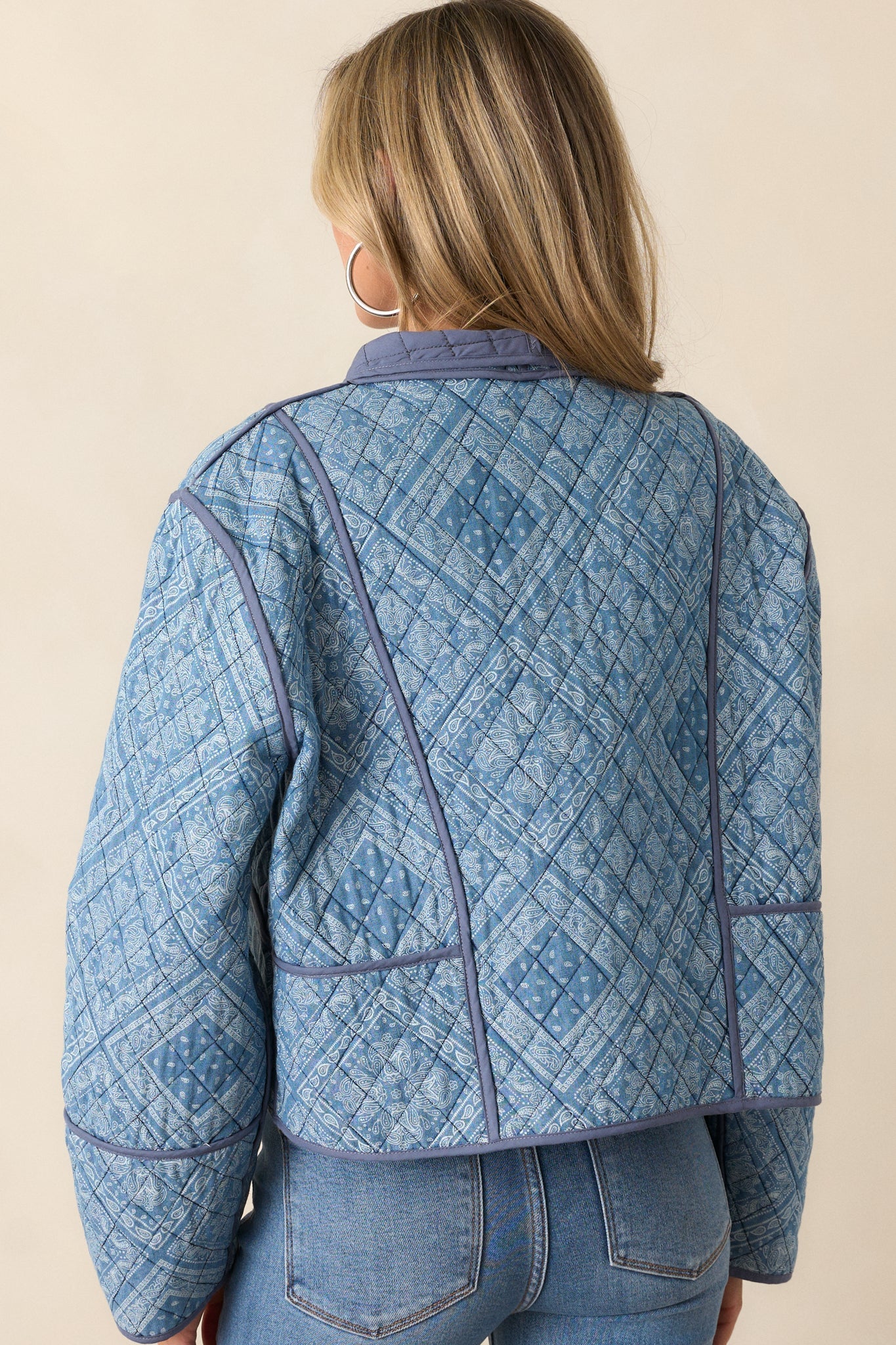 All You Do Light Blue Quilted Jacket