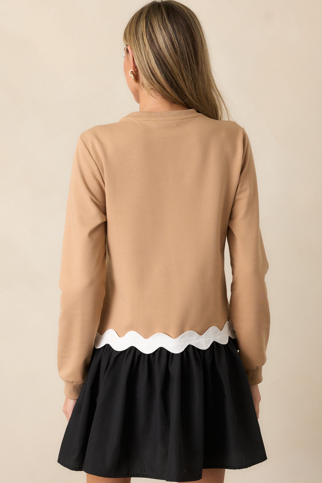 Back To You Tan Colorblock Mini Dress