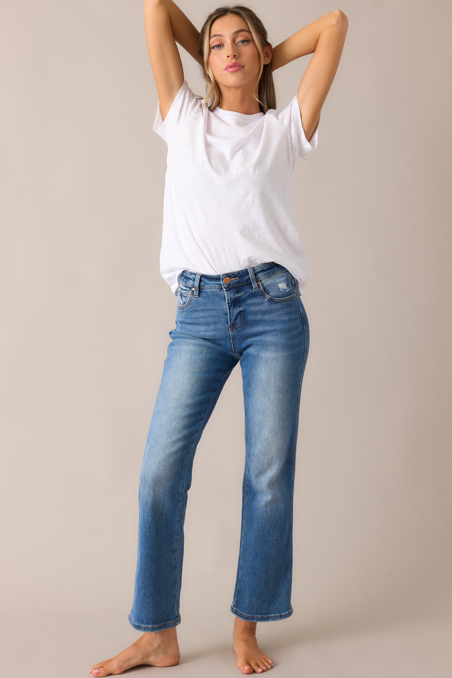 A Little Extra Medium Wash Straight Leg Jeans