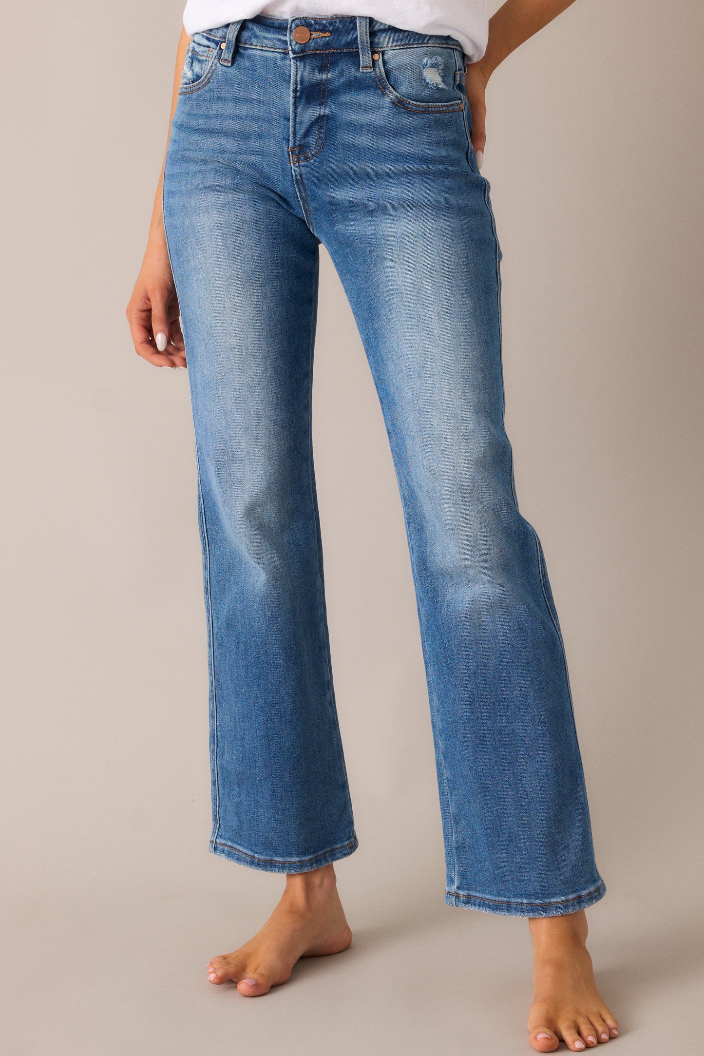 A Little Extra Medium Wash Straight Leg Jeans