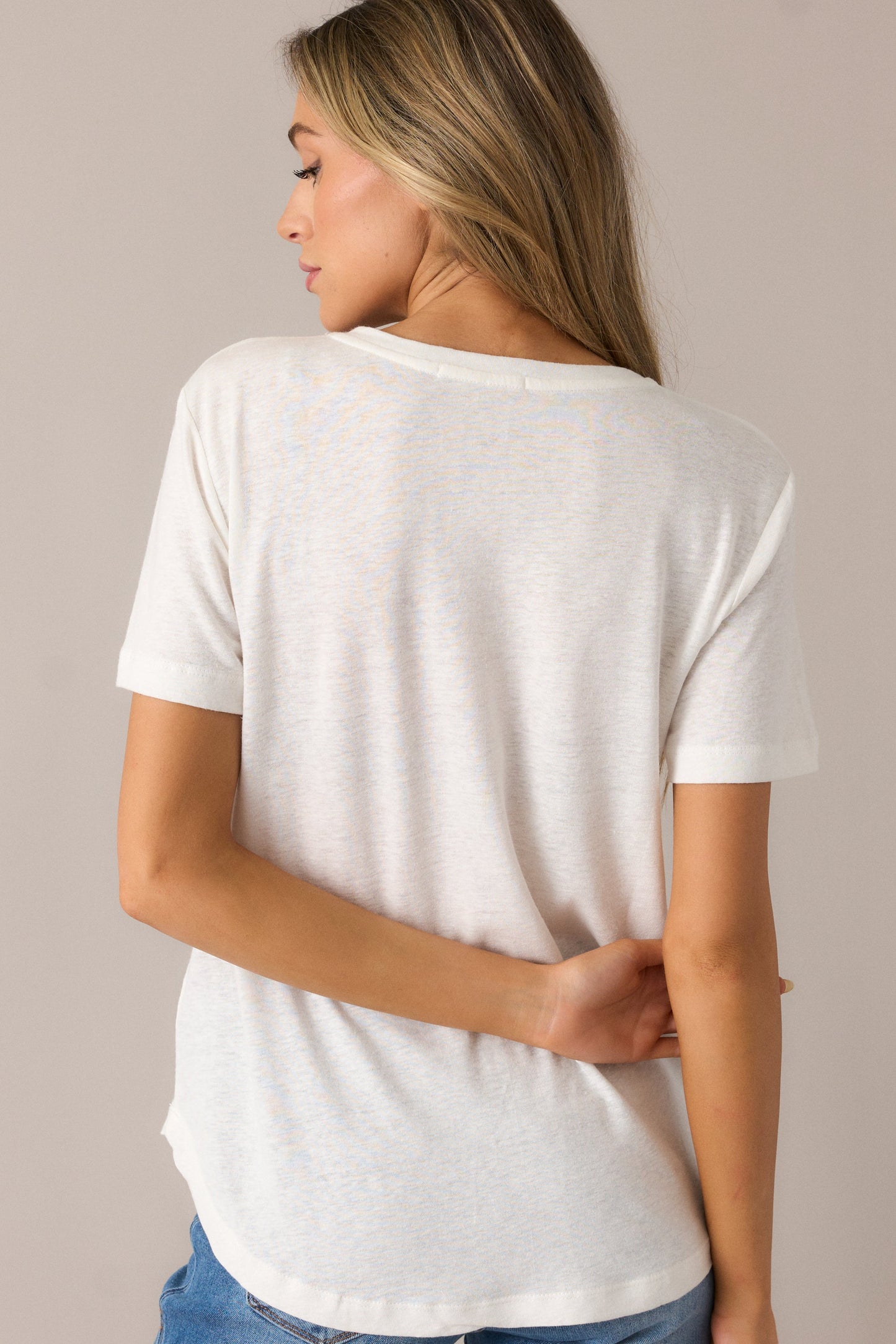 All The Way Ivory V-Neckline Washed Tee