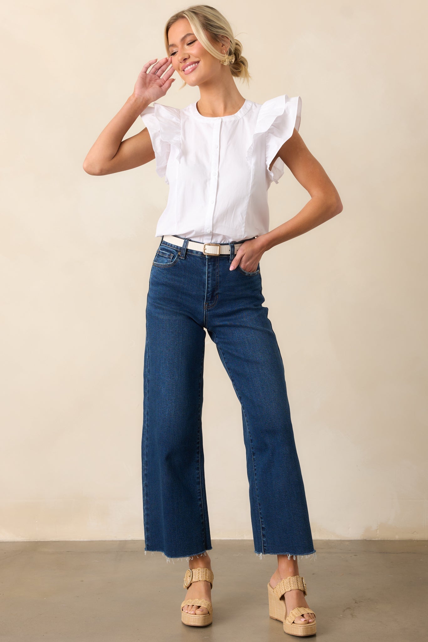 Already On It Dark Wash Wide Leg Jeans