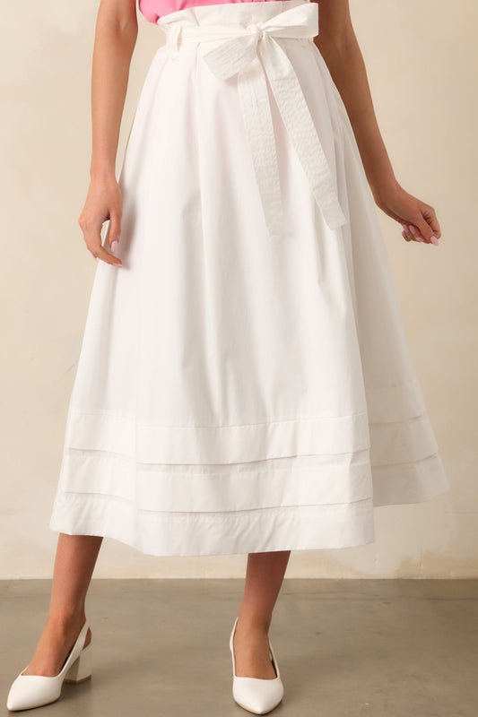 Ashford White Cotton Midi Skirt