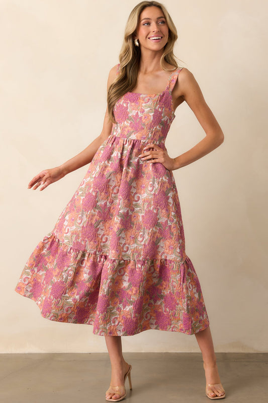 Anything Is Possible Mauve Floral Jacquard Maxi Dress