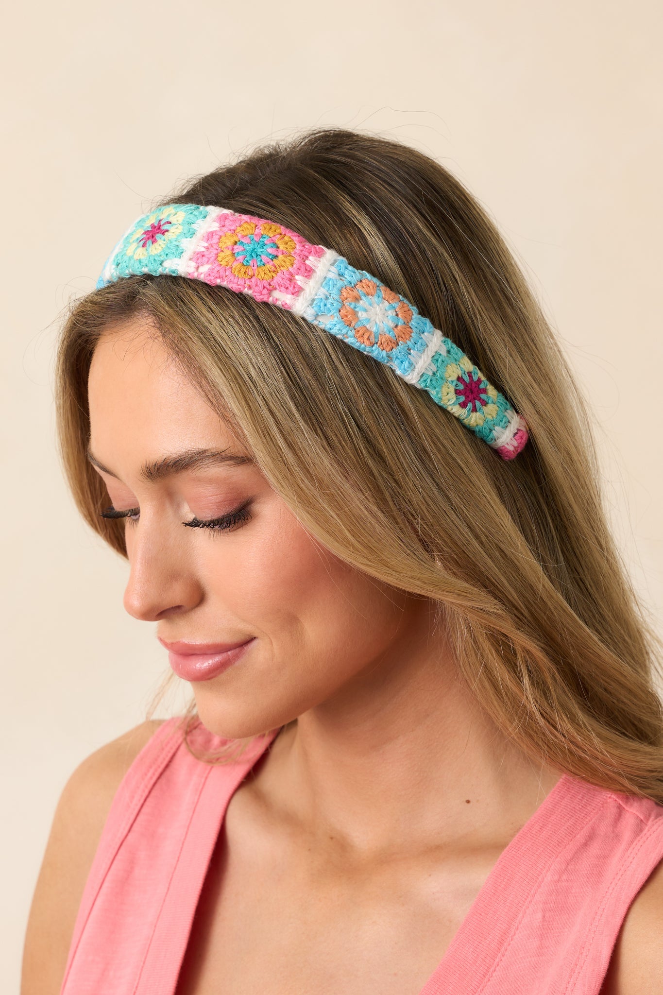 Better Together Blue Crochet Granny Square Headband