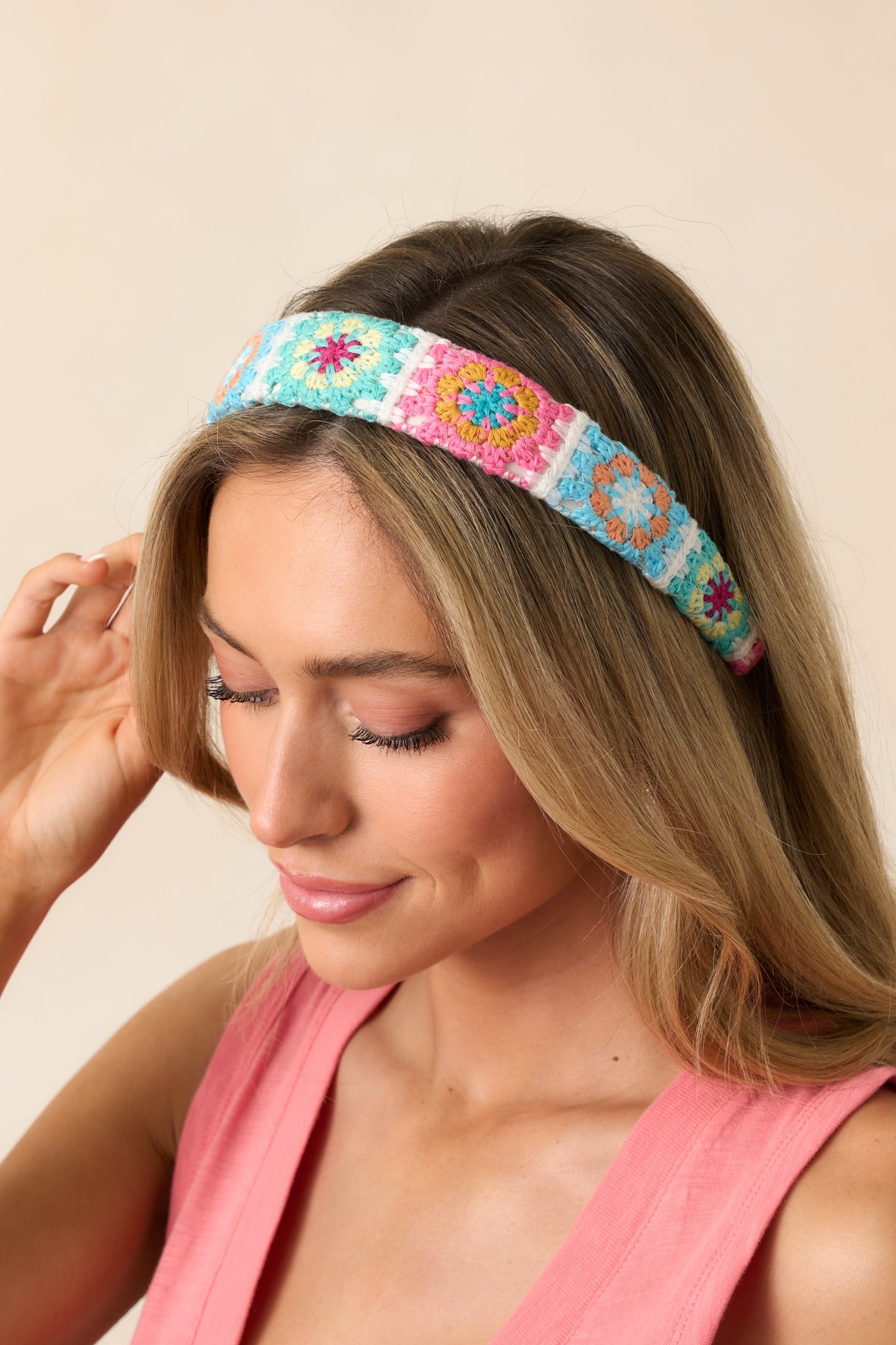 Better Together Blue Crochet Granny Square Headband