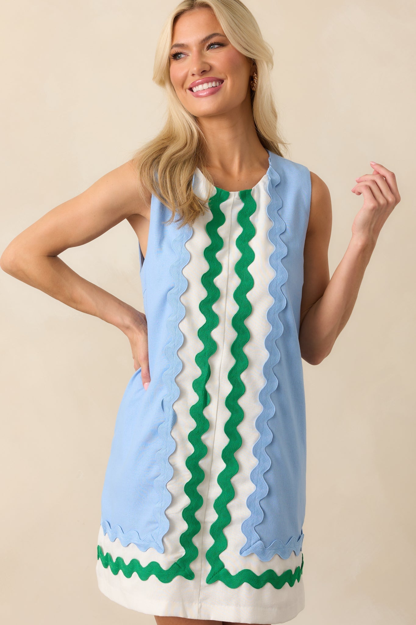 Before You Say A Word Light Blue Linen Blend Mini Shift Dress