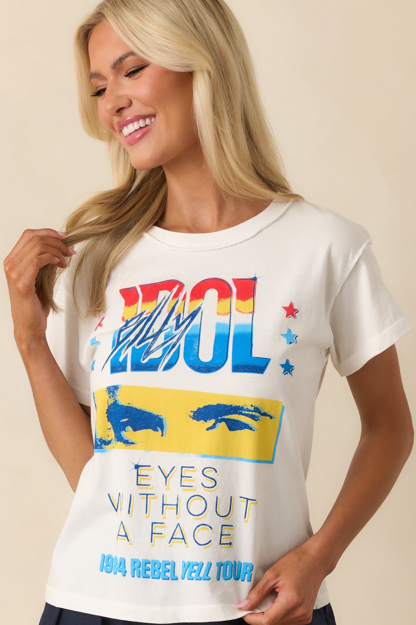 Billy Idol White Cotton Eyes Without A Face Reverse Girlfriend Tee