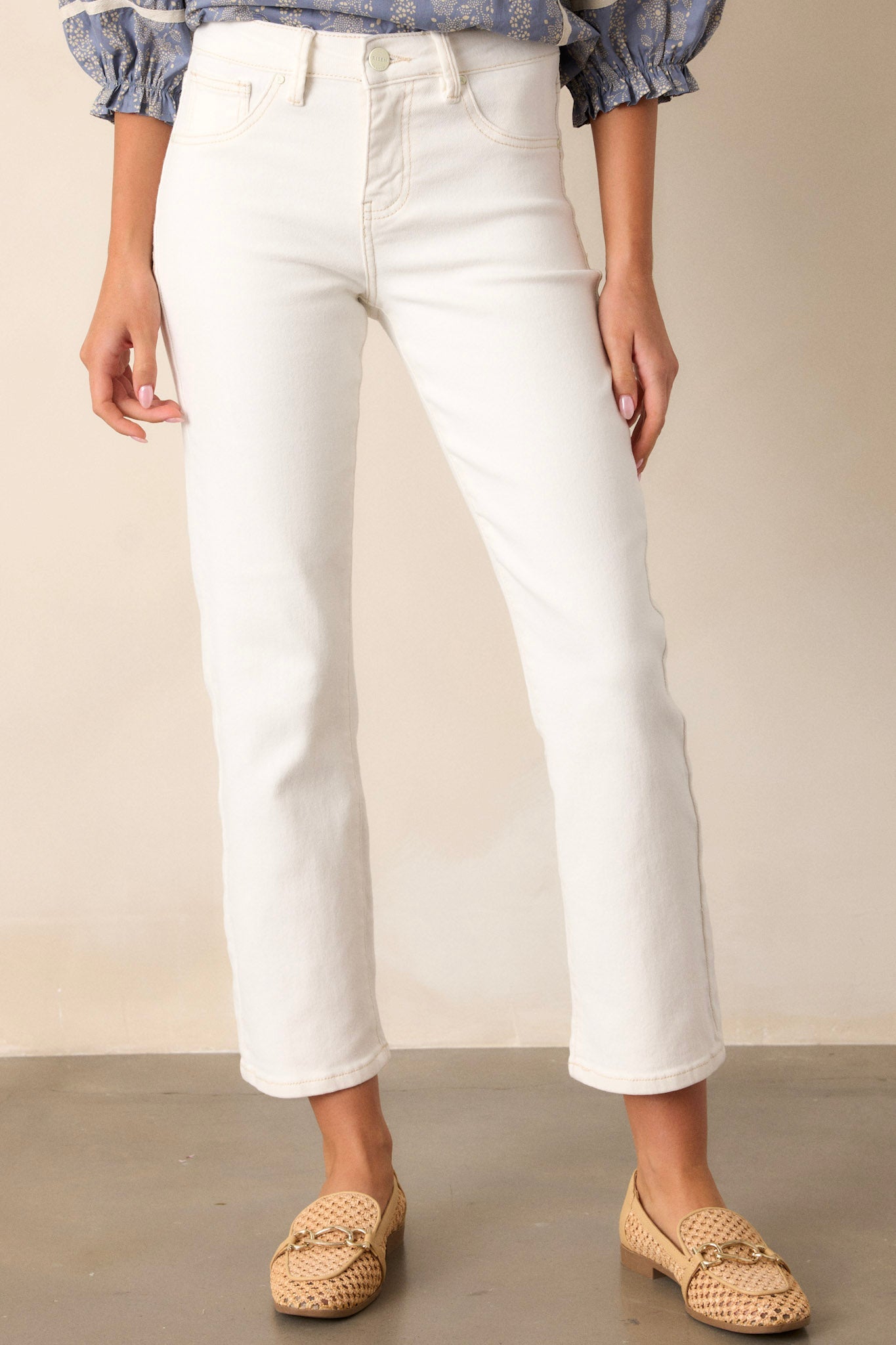 All My Life White High Waisted Straight Leg Jeans