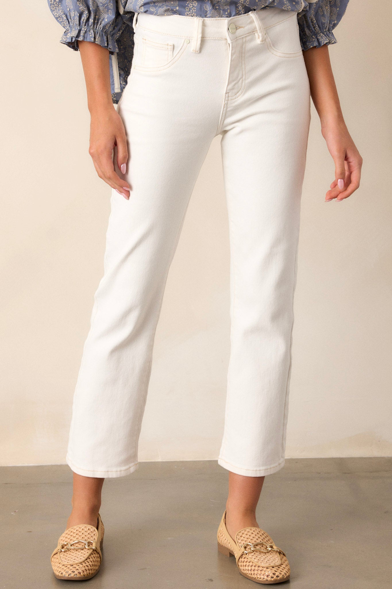 All My Life White High Waisted Straight Leg Jeans