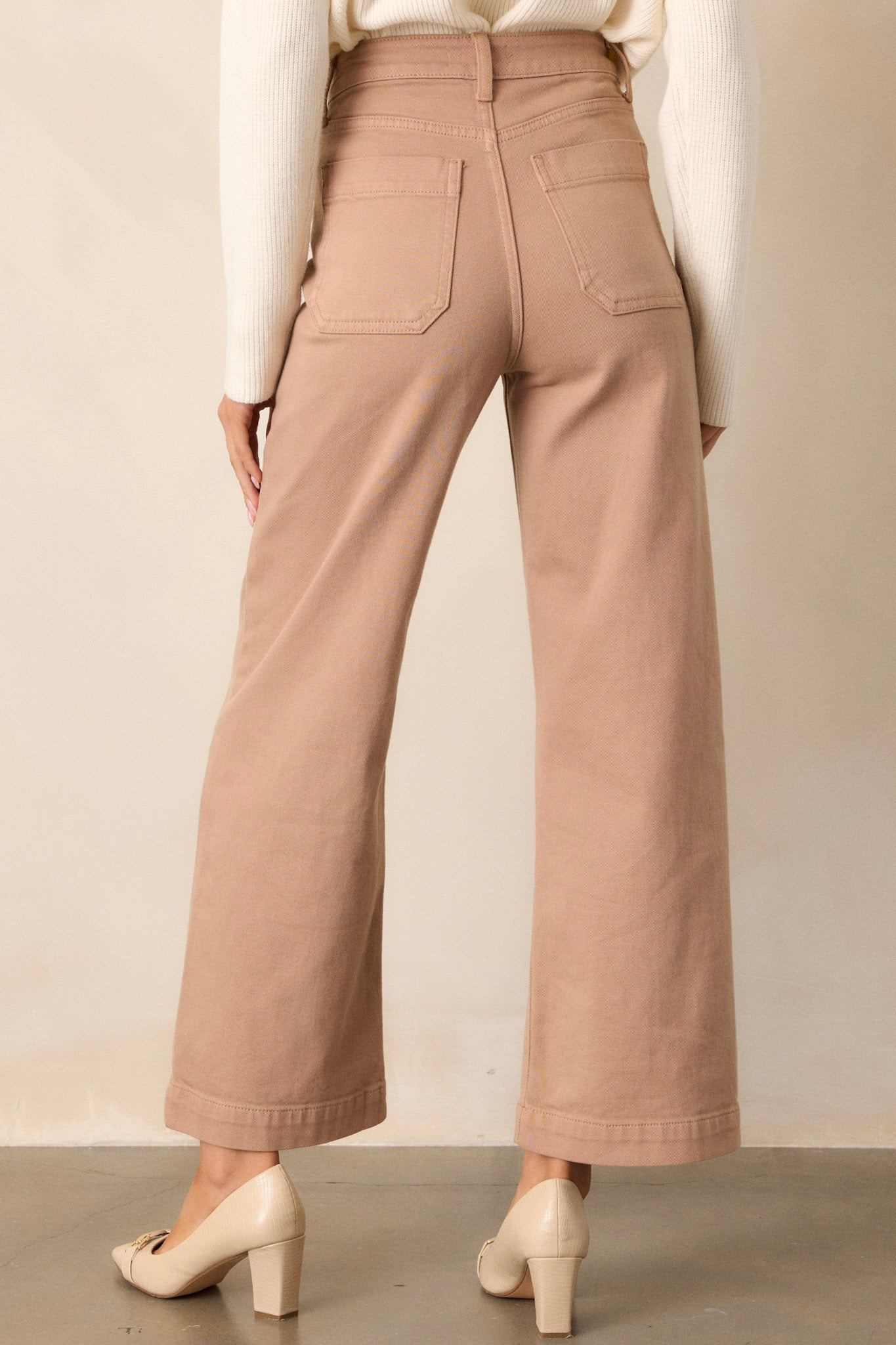 Around The City Tan Wide Leg Jeans