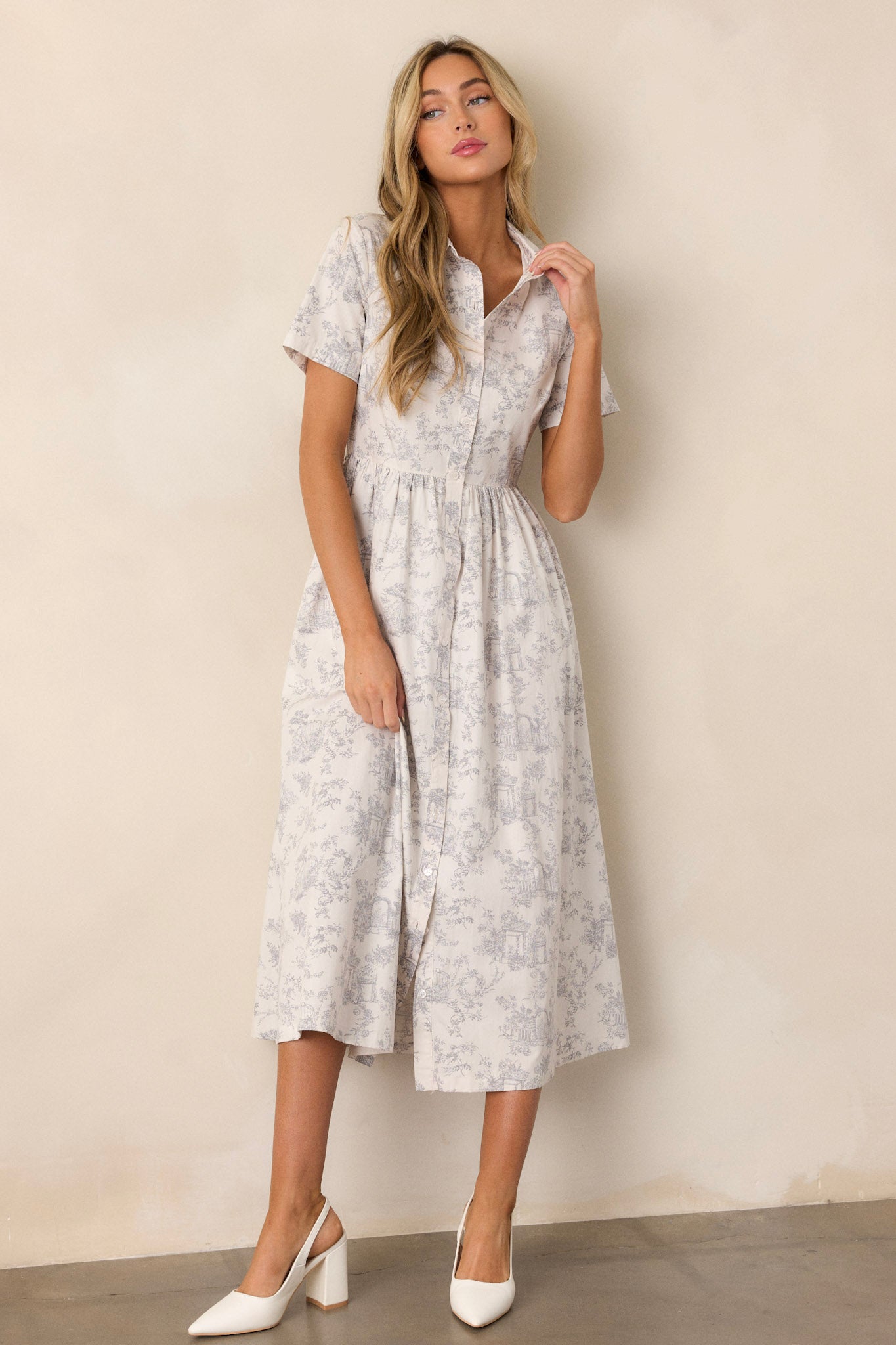 Believe It Cotton Light Grey Toile Maxi Dress