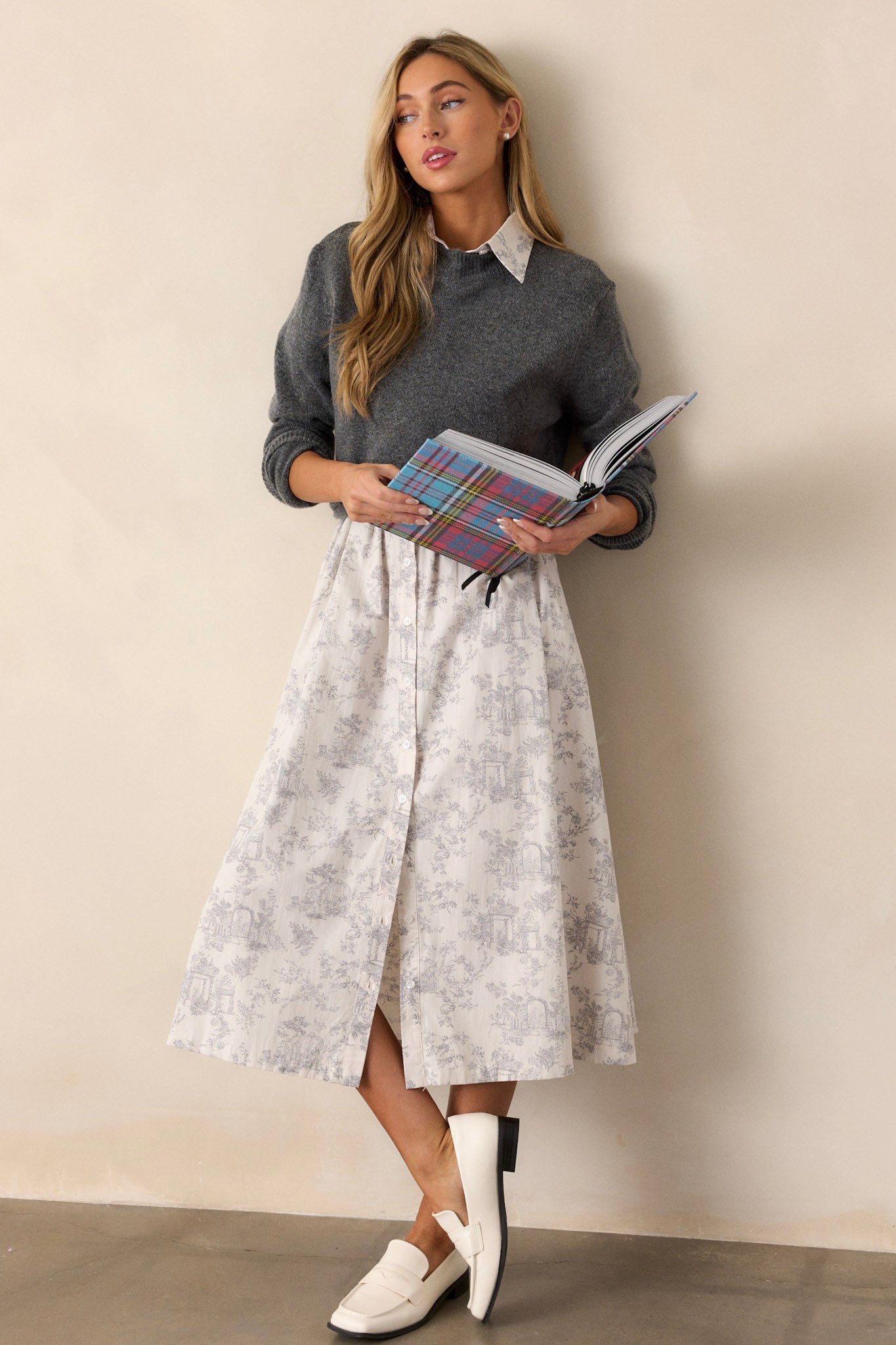 Believe It Cotton Light Grey Toile Maxi Dress