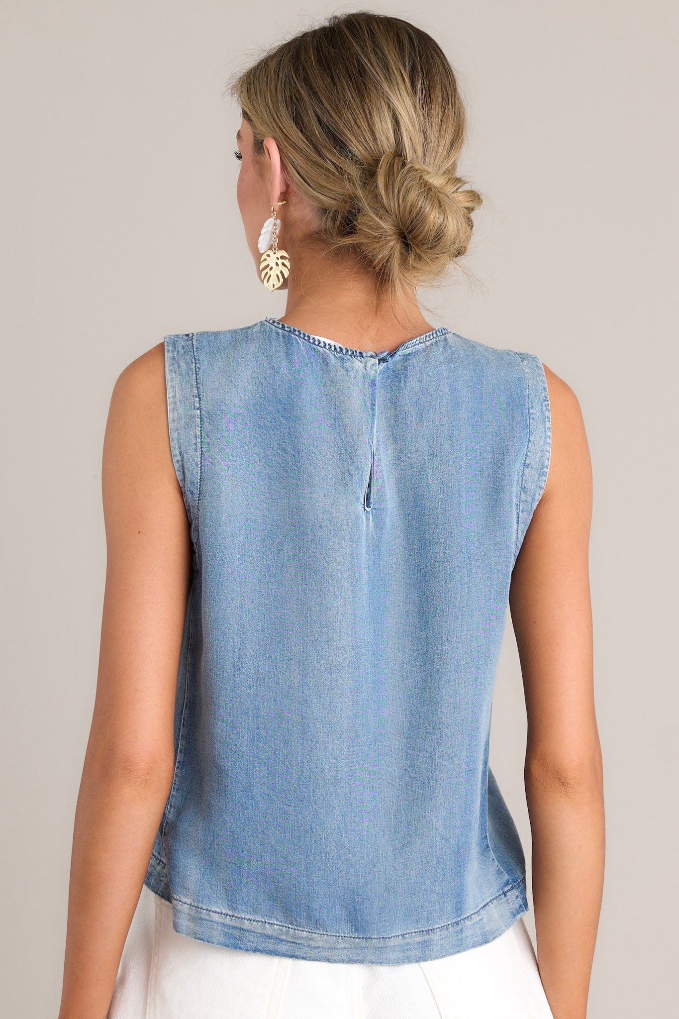 A Breezy Basic Light Chambray Tank Top