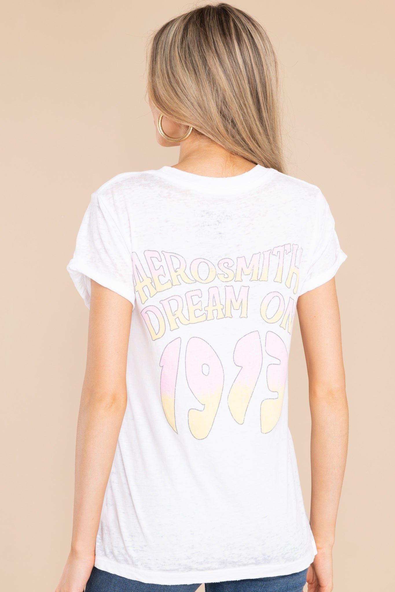 Aerosmith Dream On 1973 White Tee