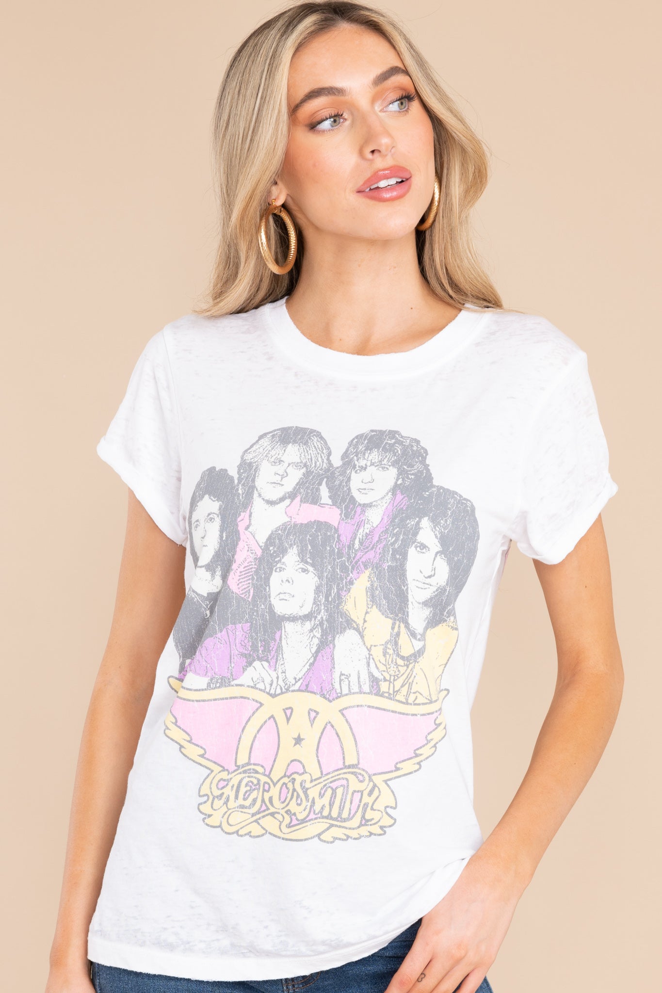 Aerosmith Dream On 1973 White Tee