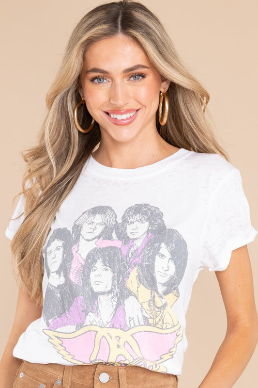 Aerosmith Dream On 1973 White Tee