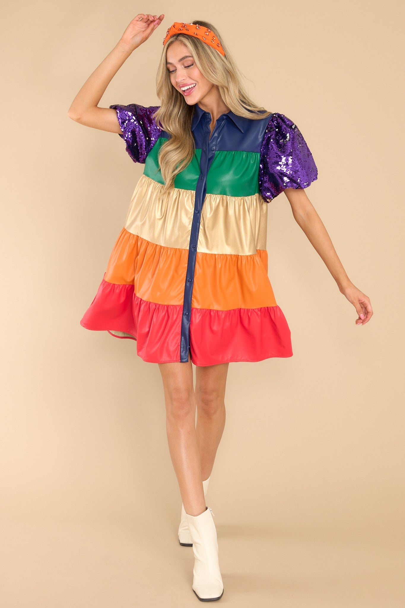 All Dolled Up Rainbow Stripe Dress