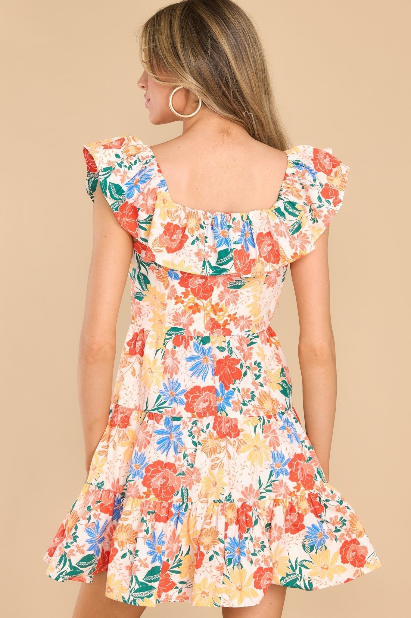 All Tangled Up Orange Multi Floral Print Dress
