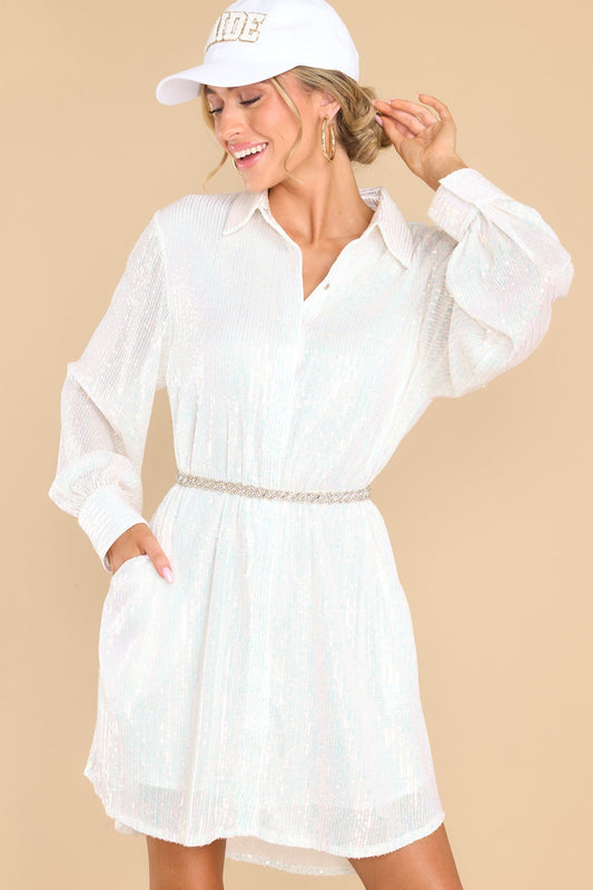 All That Jazz White Sequin Dress
