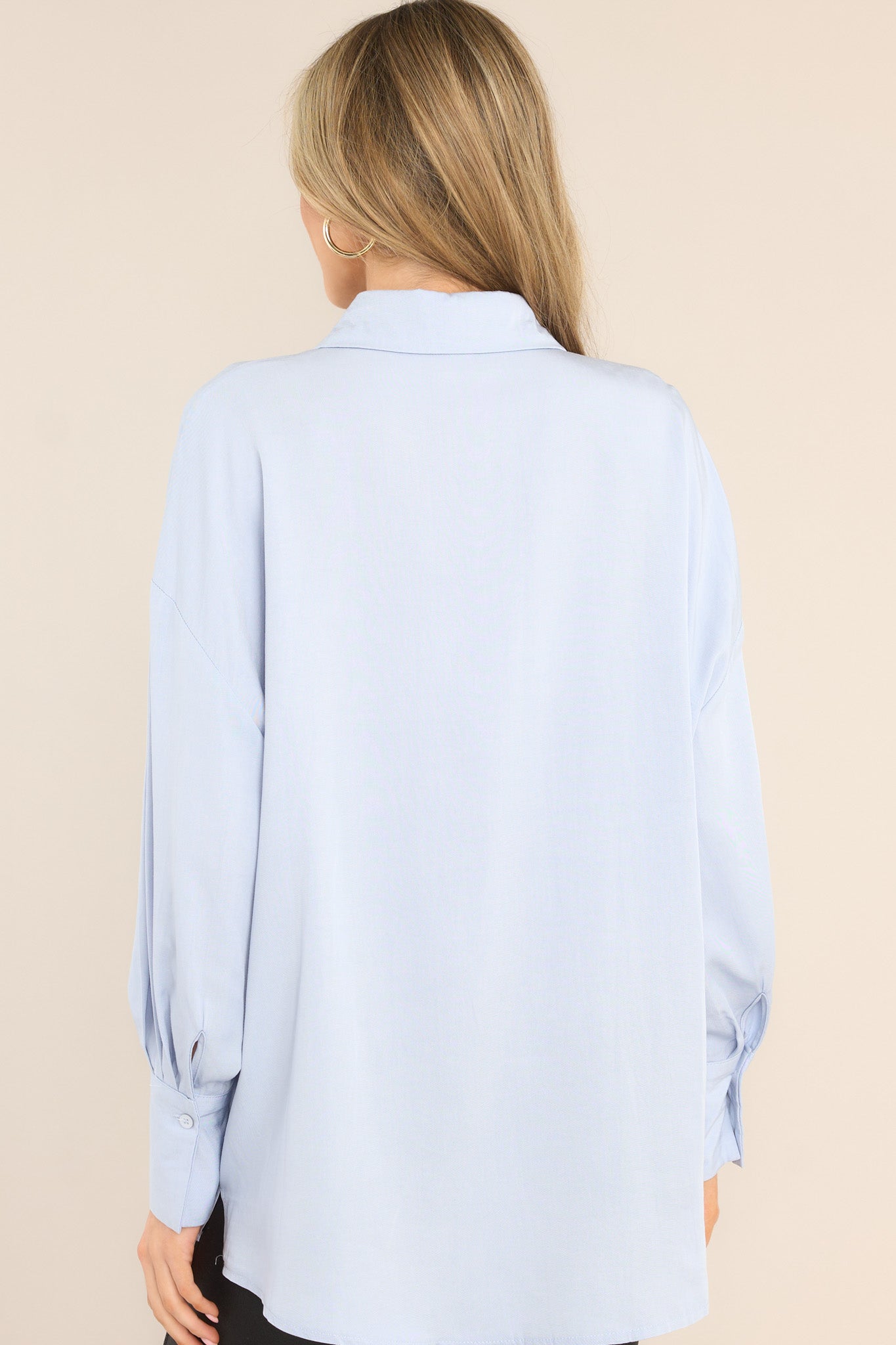 All The Same Blue Long Sleeve Button Front Top